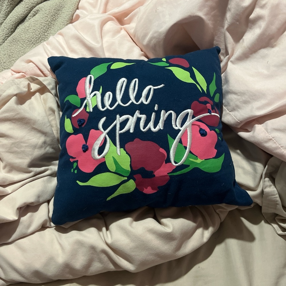 Navy and White Embellished Accent Pillow